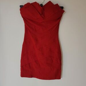 Strapless red dress